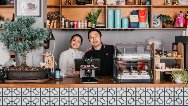 Sun &amp; Moon Eatery owner Chul 'Charlie' Kim with chef/wife Tanya Thananchaithiti, who owns Monsoon Launceston. Picture: Supplied