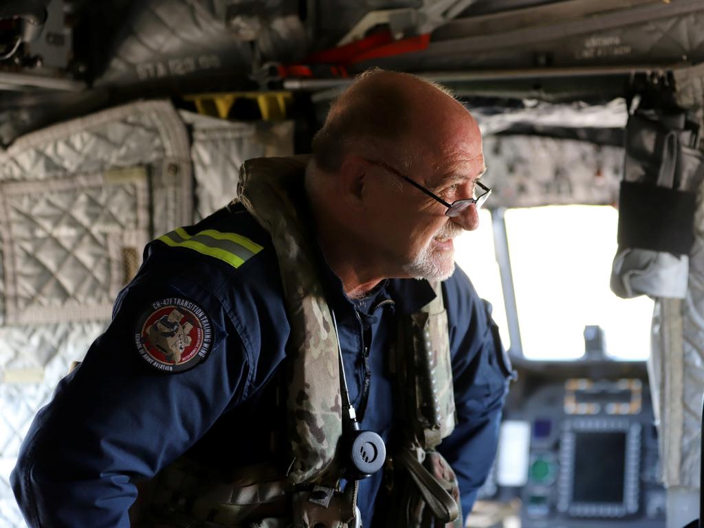 Reflecting on a lifetime of military aviation. Boeing pilot instructor Jim Crowe is one of only five people in the ADF to reach 3000 flight hours in Chinooks while working with 5th Aviation Regiment, RAAF Base Townsville. PHOTO: CFN Luke Hollowood