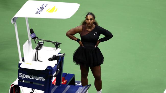 Williams reacts after her defeat. Picture: Getty