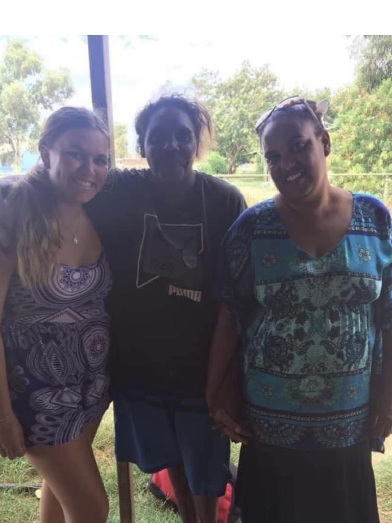 Kalarnna Hardy, left, Kumanjayi Napurrurla Dixon, 50, and Carol Dixon.