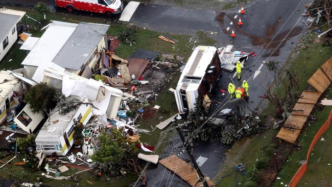 Devastation in Lennox Heads after the tornado hit. Picture: Adam Head