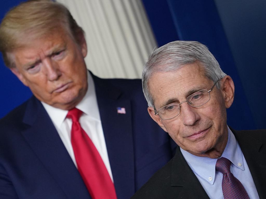 Mr Trump with Dr Fauci. Picture: Mandel Ngan/AFP