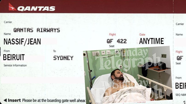 Come fly with us: A digitally-created air ticket for Jean Nassif, who says he is ill and suffering anxiety and depression, inset. Pictures: Digitally altered/Supplied