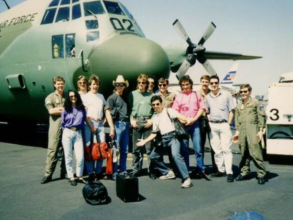 Mossy’s national tour in 1989 was hit by an airline strike so his crew had to use airforce planes to get around the country. Pictures: Supplied.