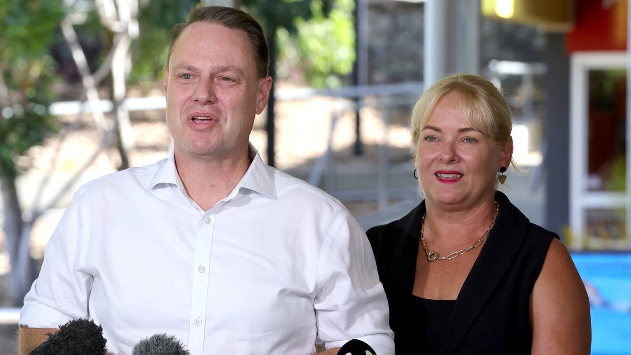 Brisbane Lord Mayor Adrian Schrinner with outgoing Deputy Mayor Krista Adams. Picture; Steve Pohlner