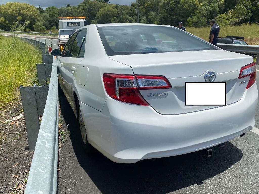 The allegedly stolen vehicle used by a set of juveniles in a police pursuit from the Gold Coast to Cooroy on Wednesday, January 19.