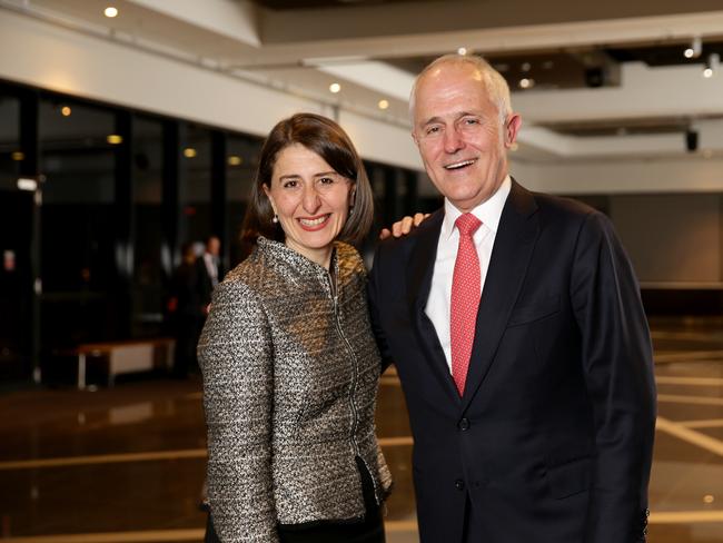 Prime Minister Malcolm Turnbull and Premier Gladys Berejiklian. Picture: Jonathan Ng