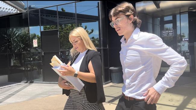 River Anthony North (right) leaving Southport Magistrates Court with defence lawyer India Brady. Picture: Jessica Paul