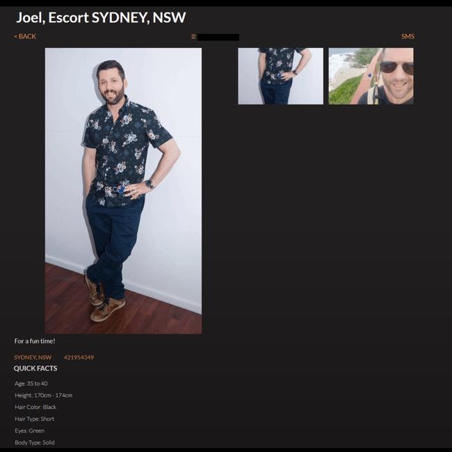 The online escort account of Joel Cauchi who was named as the man responsible for horror Bondi Junction Westfield stabbing spree on Saturday.