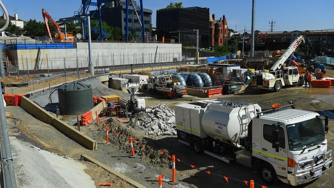 Work is underway on the Metro rail project. Picture: James Ross/AAP