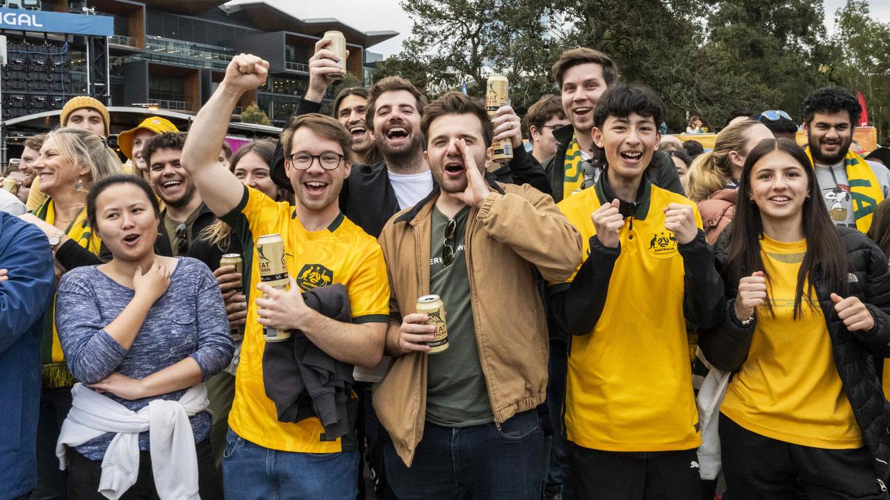 A see of yellow and green gathered to cheer on the Matildas. Picture: NCA NewsWire/ Monique Harmer