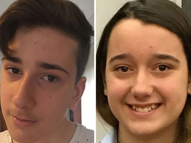 A supplied image obtained Saturday, July 7, 2018 of Jack, 15, and Jennifer Edwards, 13. The grieving mother of murdered schoolchildren Jack and Jennifer Edwards has released images of her teenage son and daughter shot dead by their father on Thursday in West Pennant Hills. Picture: Supplied