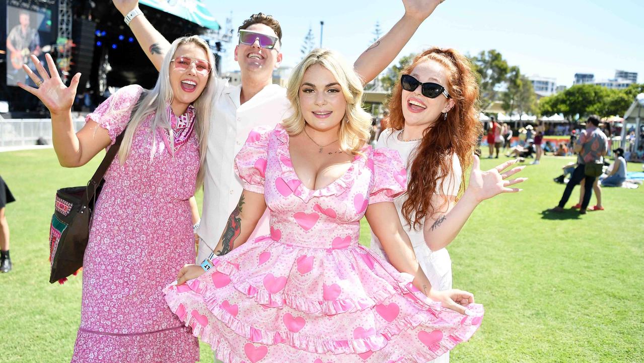 Bec Whitehead, Chris Ah Gee, JaZZella and Jinja Blue at Caloundra Music Festival. Picture: Patrick Woods.