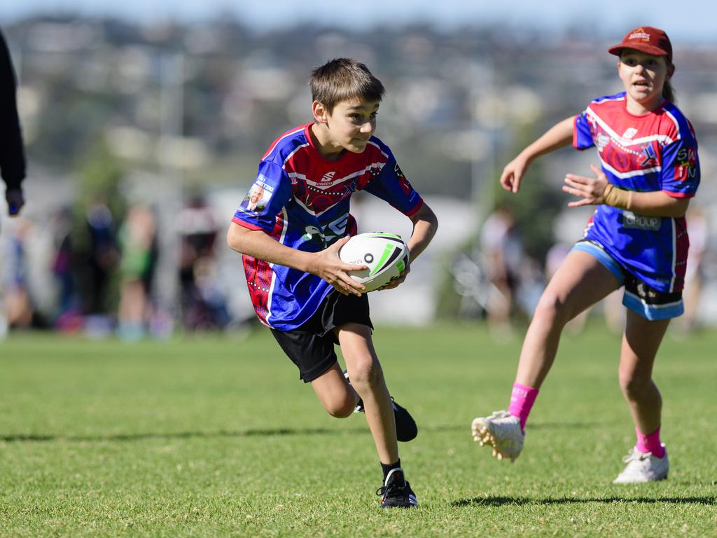 Joshua Jones of Highfields State School in the inaugural Primary Interschools Reconciliation Touch Carnival hosted by Glenvale State School, Wednesday, May 28, 2025. Picture: Kevin Farmer