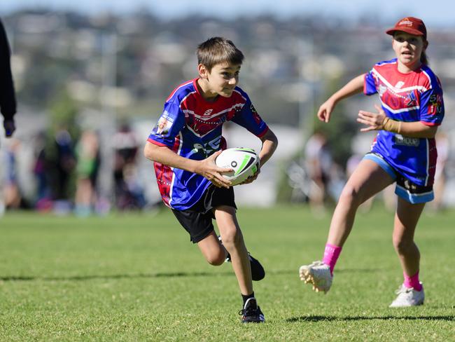 Joshua Jones of Highfields State School in the inaugural Primary Interschools Reconciliation Touch Carnival hosted by Glenvale State School, Wednesday, May 28, 2025. Picture: Kevin Farmer