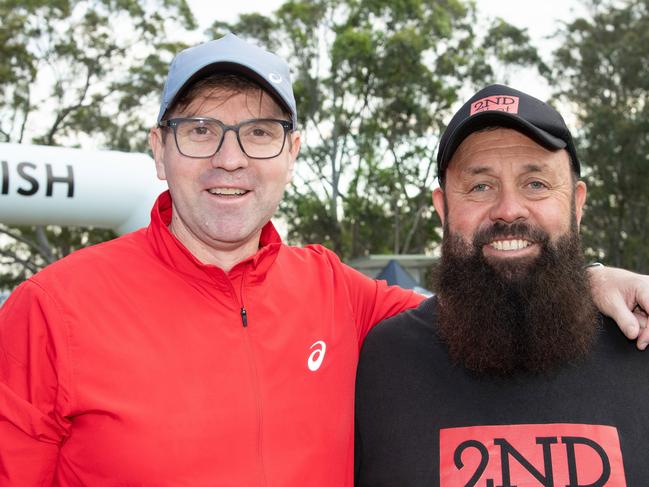 TRC Mayor, Cr Geoff McDonald (left) with hike organizer, Nat Spary. The Mayor completed the 5km hike.The Base Services, Hike for Homeless held at Jubilee Park. October 19th, 2024