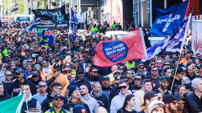 Anger at the Albanese government and ACTU has grown since the government ordered several CFMEU branches into administration. Picture: NewsWire / Aaron Francis