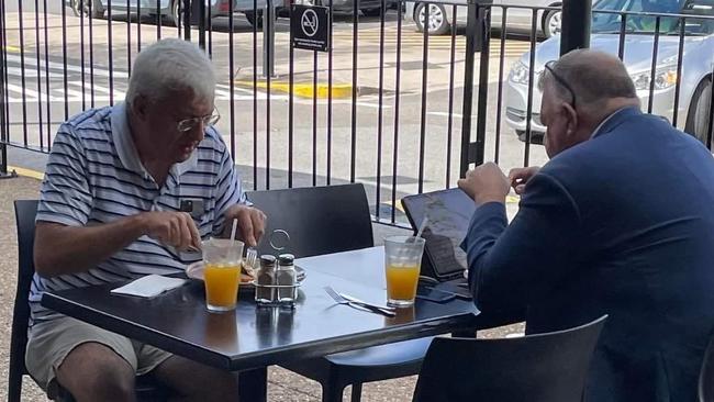 Frank Zumbo, left, dines with UAP leader and former Liberal MP Craig Kelly. Mr Zumbo is facing 18 criminal charges linked to sexual assaults.