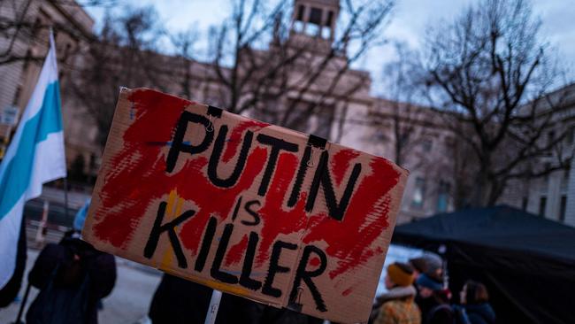 Groundswell: a demonstration outside the Russian Embassy in Berlin. Picture: AFP