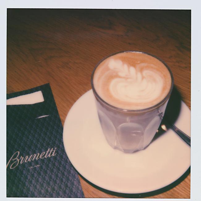 Almond latte at Brunetti Flinders Lane. #polaroidoriginals Copyright: Maripol.<br/>