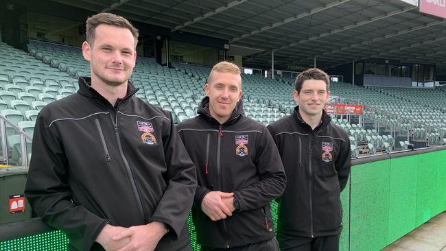 North Launceston leaders Alex Lee (co-captain), Brad Cox-Goodyer (coach) and Ben Simpson (co-captain) are all premiership players with the Bombers. Picture: Jon Tuxworth