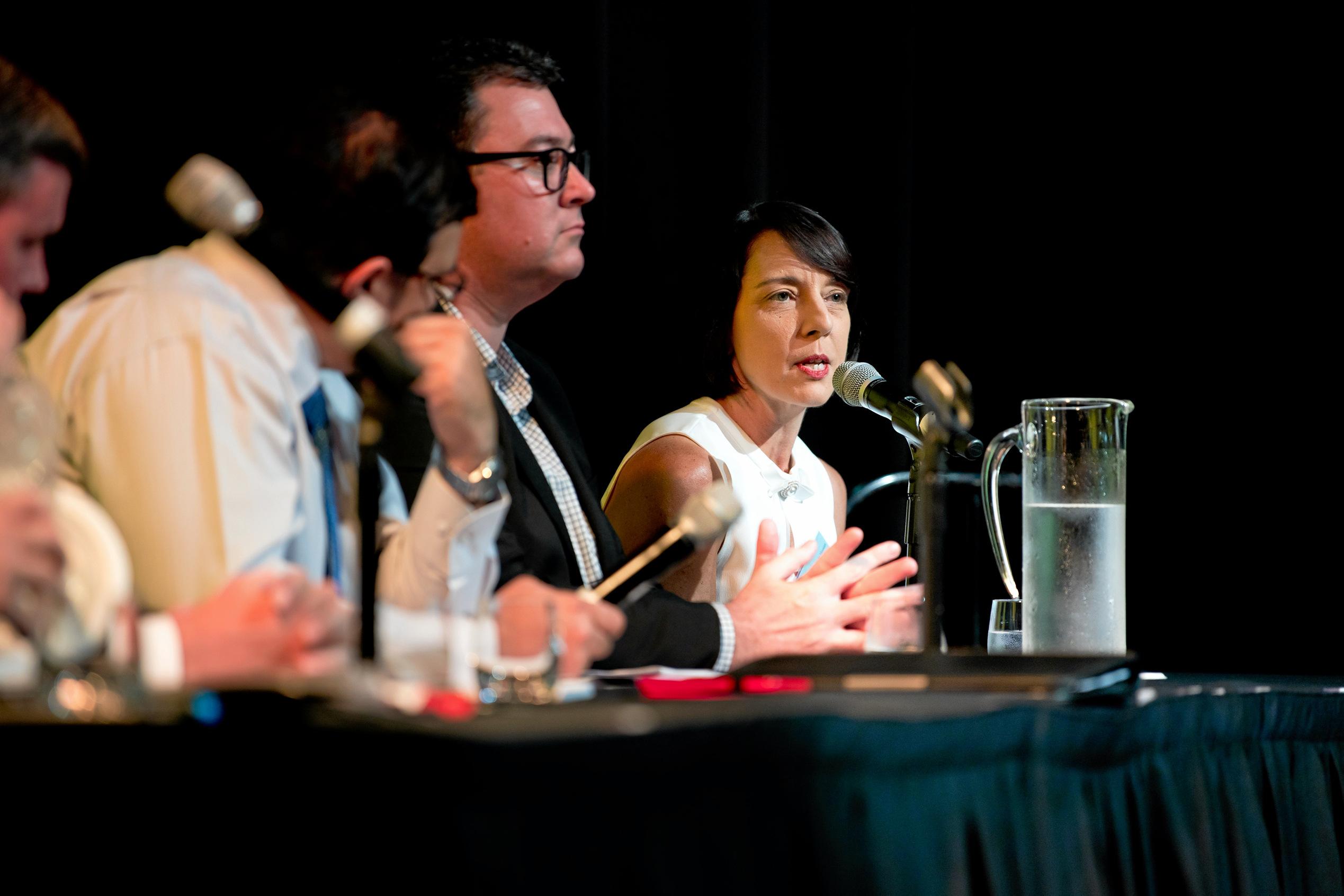 Belinda Hassan speaks at the 2019 Dawson Debate in Mackay.