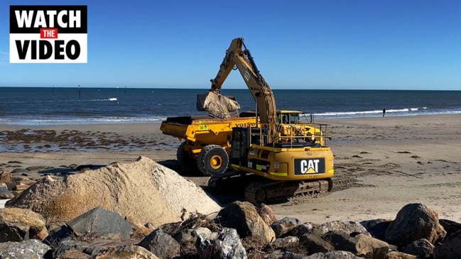 Sand carting demonstration at West Beach