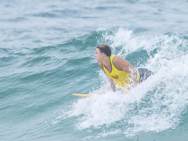 Early Saturday heats of The Burleigh Heads Boardriders Single Fin Festival. Picture: Glenn Campbell