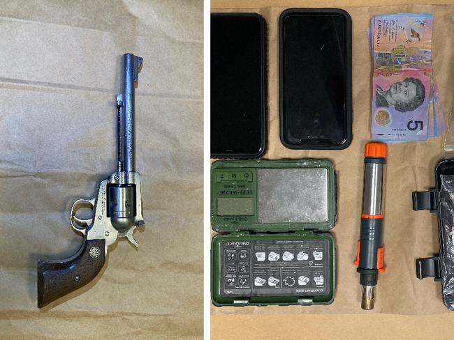 Police will alleged they found a gun, drugs, mobile phones, cash and paraphernalia during a search of a man's car.