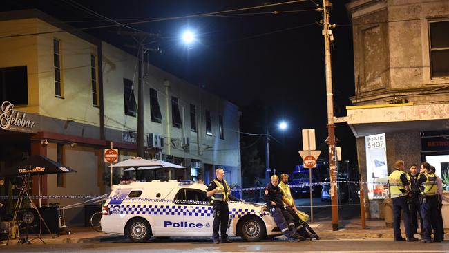 Police at the scene of the shooting. Picture: Nicole Garmston