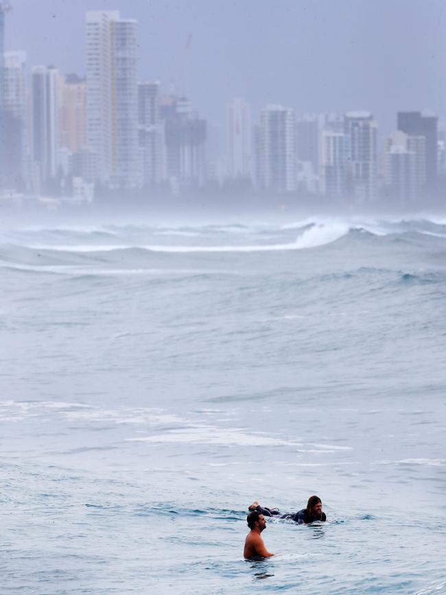 The Gold Coast City skyline turns grey as wet weather descended over the Gold Coast. Photo: Scott PowickNEWSCORP