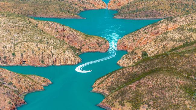 Aerial view of the Horizontal Falls, Talbot Bay. Photo Tourism WA