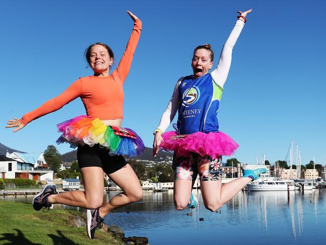 Rhiannon Slaughter and Stacey Hjorth ran the pinnacle for the first time. Picture: Nikki Davis-Jones