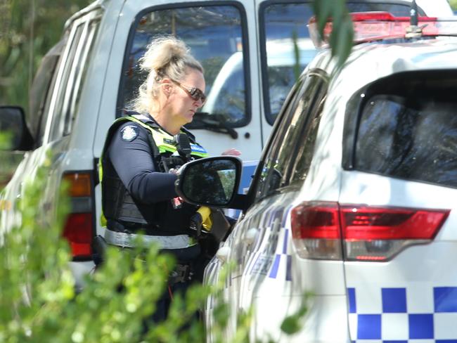 Police on scene. Police and SES searching for missing 11-year-old girl along the Barwon River between Breakwater and South Geelong. Picture: Alan Barber