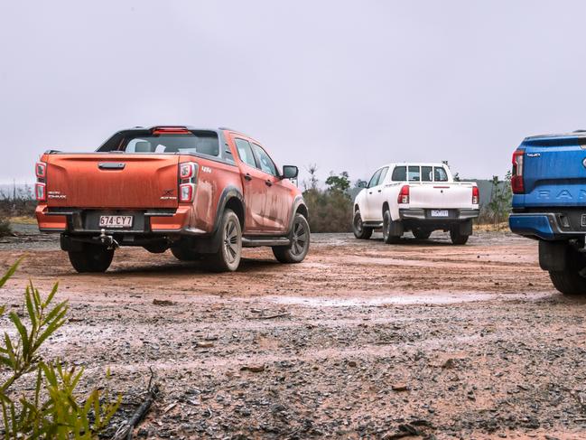 Dual-cab ute comparison test: Ford Ranger XLT, Toyota HiLux SR, Isuzu D-Max X-Terrain.