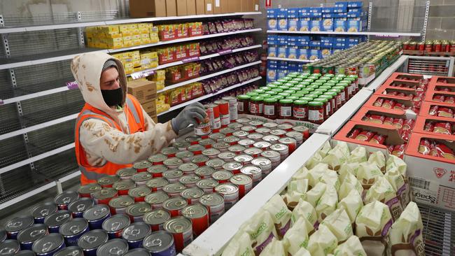 A foodbank in Melbourne CBD where people can get free food. Picture: NCA NewsWire / David Crosling