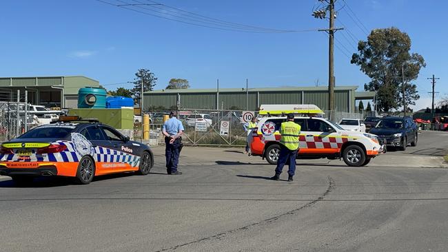 Several ambulance crews responded to an explosion at a workplace on Millwood Ave, Narellan after reports a person has suffered oil burns at 11.20am on August 17. Picture: Annie Lewis