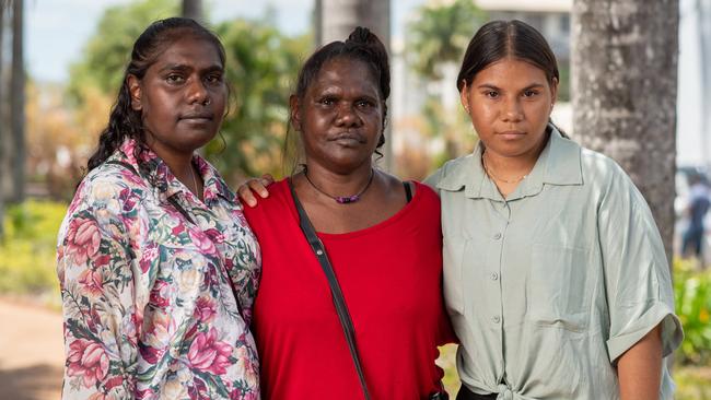 The Mother of 15-year-old Layla "Gulum" Leering, Justine Jingles, with daughters Jasmine and Keely Jingles. Picture: Che Chorley