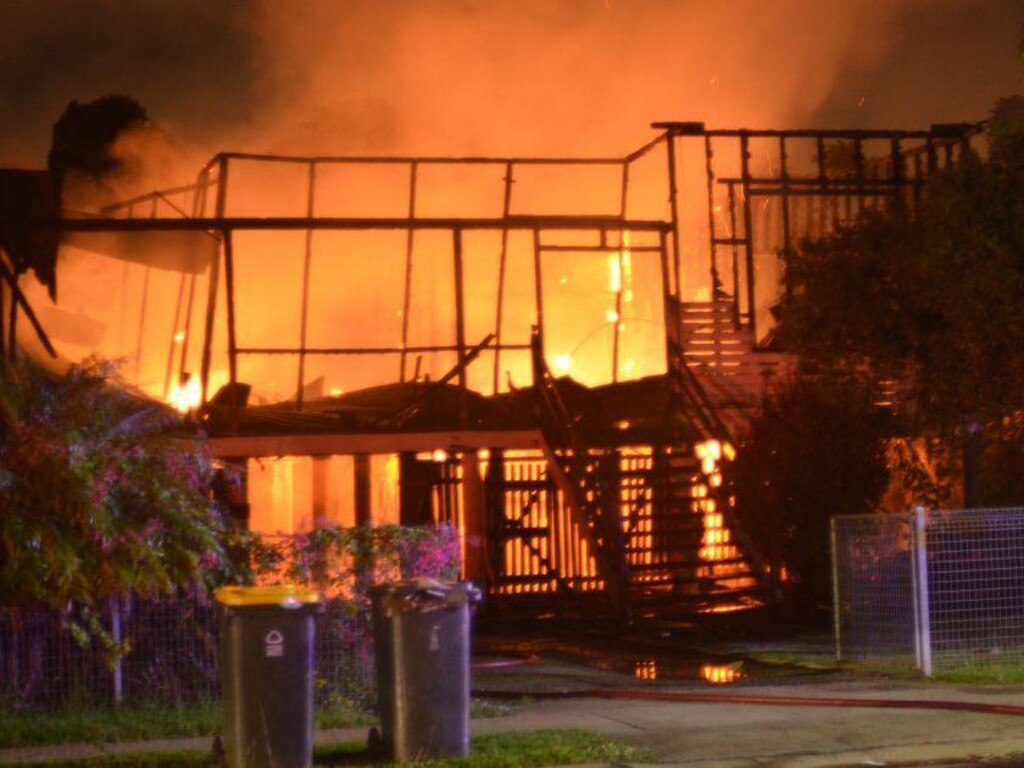 The house in Churchill St ablaze in February 2013. Picture: Contributed