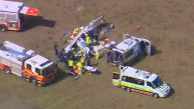 Plane flips at Caloundra airport. Picture: 7News Queensland