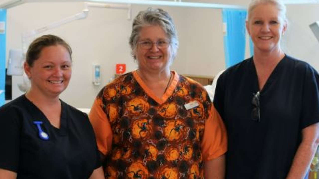 Kingaroy Hospital nurses (from left) Sarah Ross, Robyn Bailey and Trudy Bell look forward to seeing oncology patients soon at the hospital’s day therapy unit.