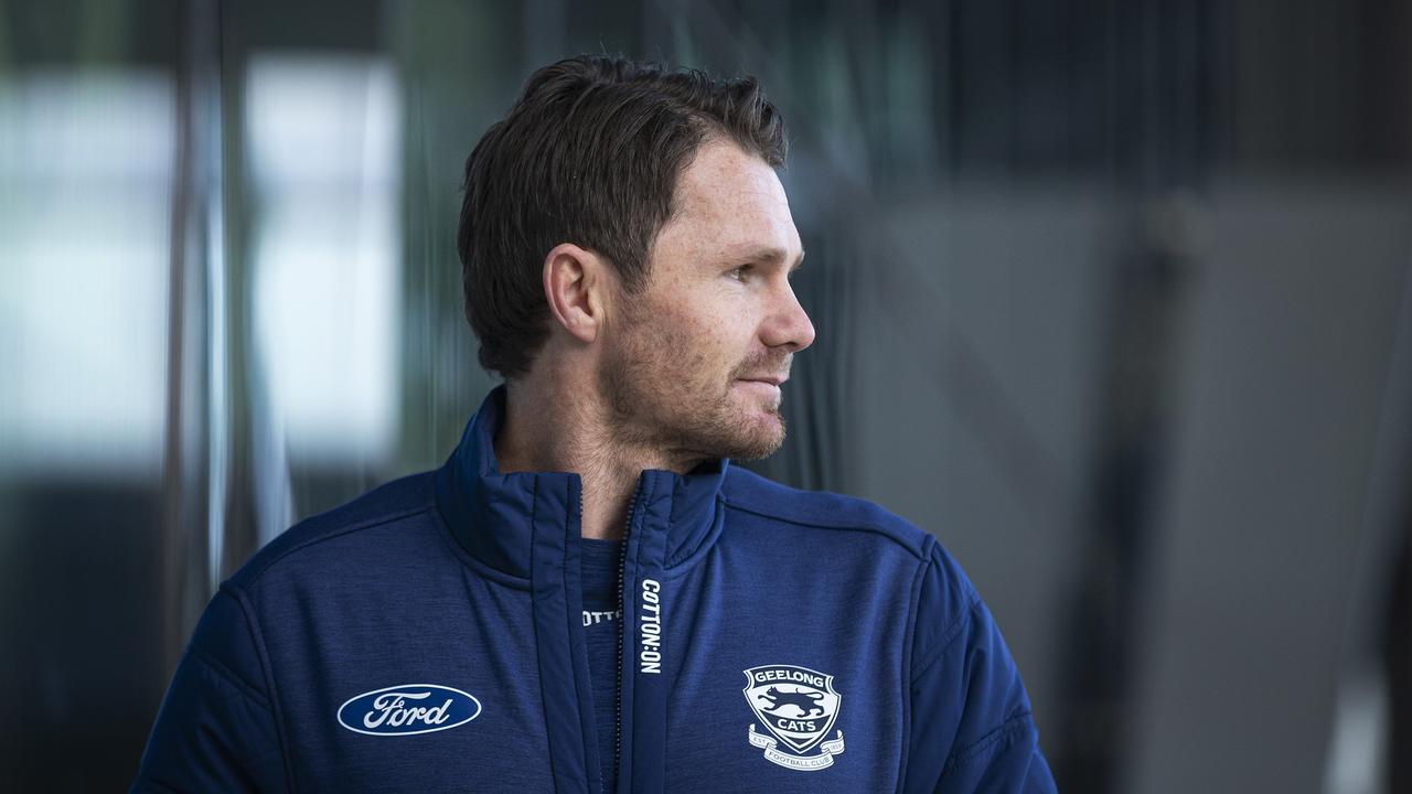 Patrick Dangerfield of the Cats leaves after speaking to media on Friday. Picture: Daniel Pockett/Getty Images