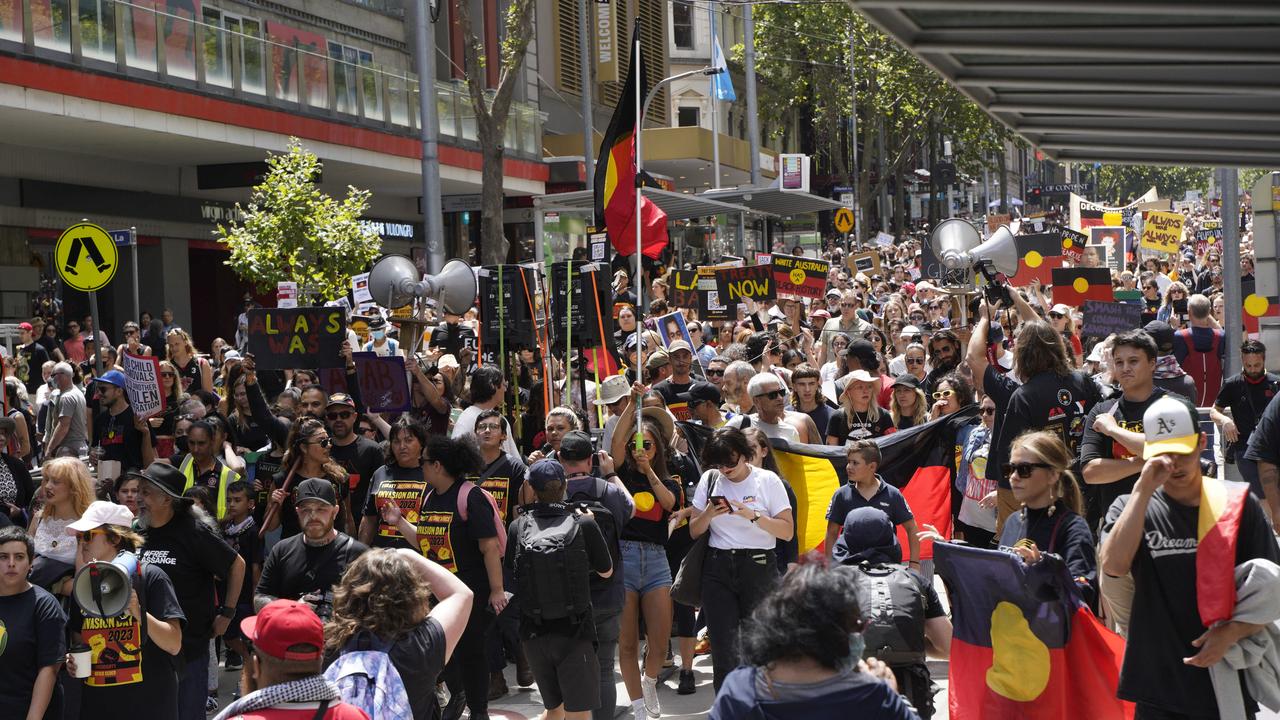 Huge crowds come out each year in all capital cities to protest January 26. Unity. Picture: NCA NewsWire / Valeriu Campan