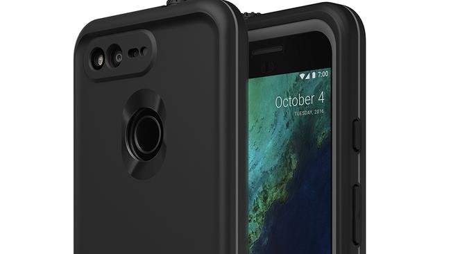 The Lifeproof Fre case for Google Pixel XL covers all ports, the screen, and the fingerprint sensor of the phone to protect it from water.