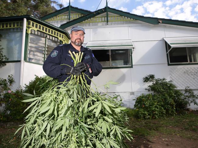 Sargeant Cameron with plants at a hydroponic house next to Bankstown West Public School in June 2017.