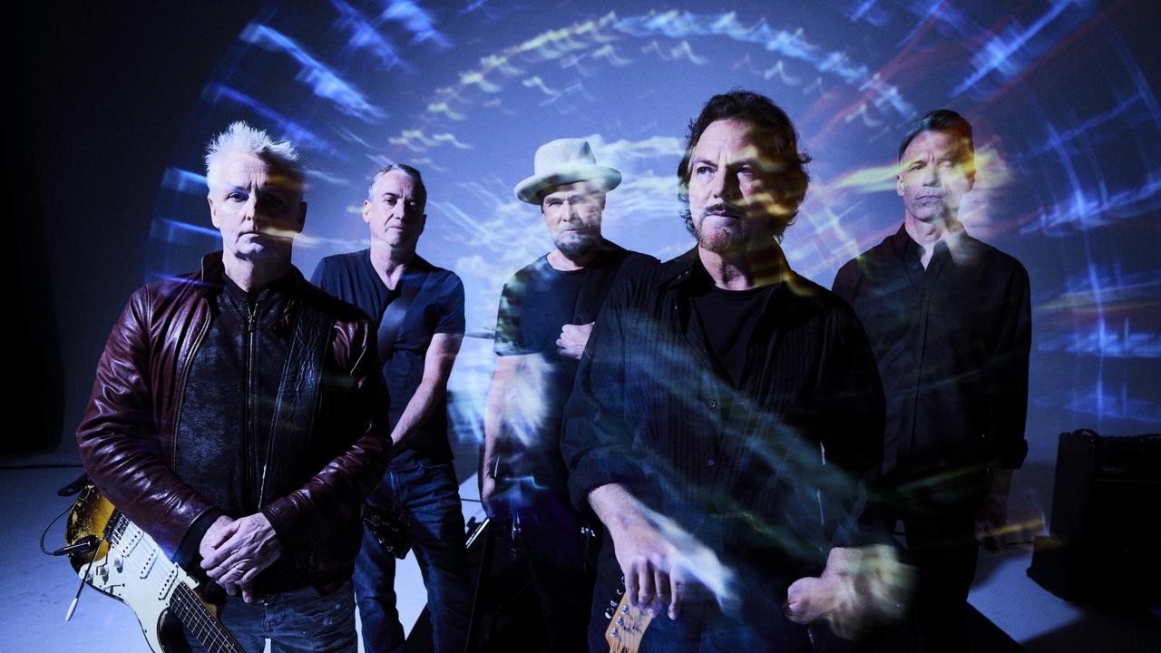 Pearl Jam singer Eddie Vedder (second from right) has called their new album “our best work.” Picture: Danny Clinch