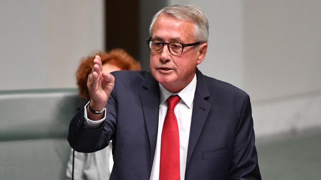 Former Labor treasurer Wayne Swan delivers his valedictory speech in the House of Representatives at Parliament House in 2019.Picture: AAP