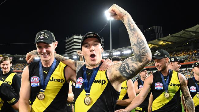 Richmond’s Dustin Martin became the first player in VFL/AFL history to be named the Norm Smith medallist three times