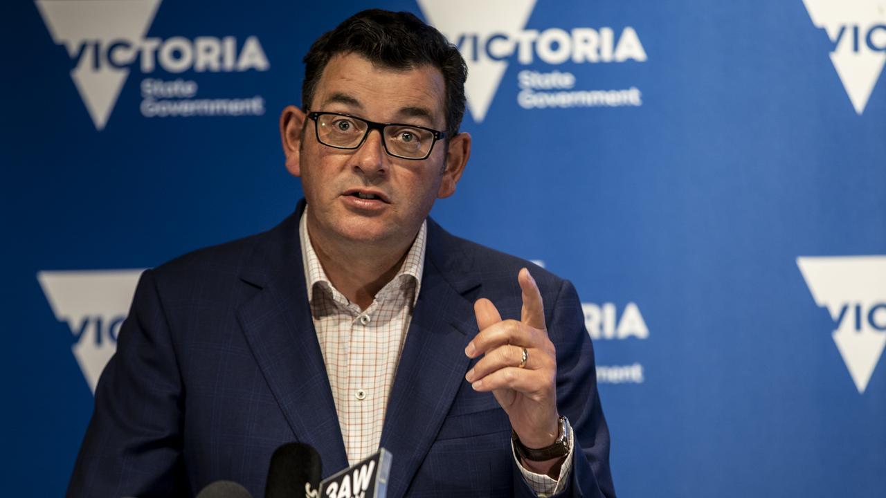 Victoria Premier Daniel Andrews announcing all of Victoria will enter Stage 4 lockdown for five days. Picture: Diego Fedele
