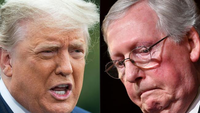 Donald Trump, left, will never convince Mitch McConnell’s Democratic adversaries or Republican senatorial admirers that the former US president’s slurs are accurate. Picture: AFP